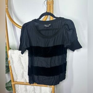 Sonia Rykiel Black Velvet Striped Blouse sz S